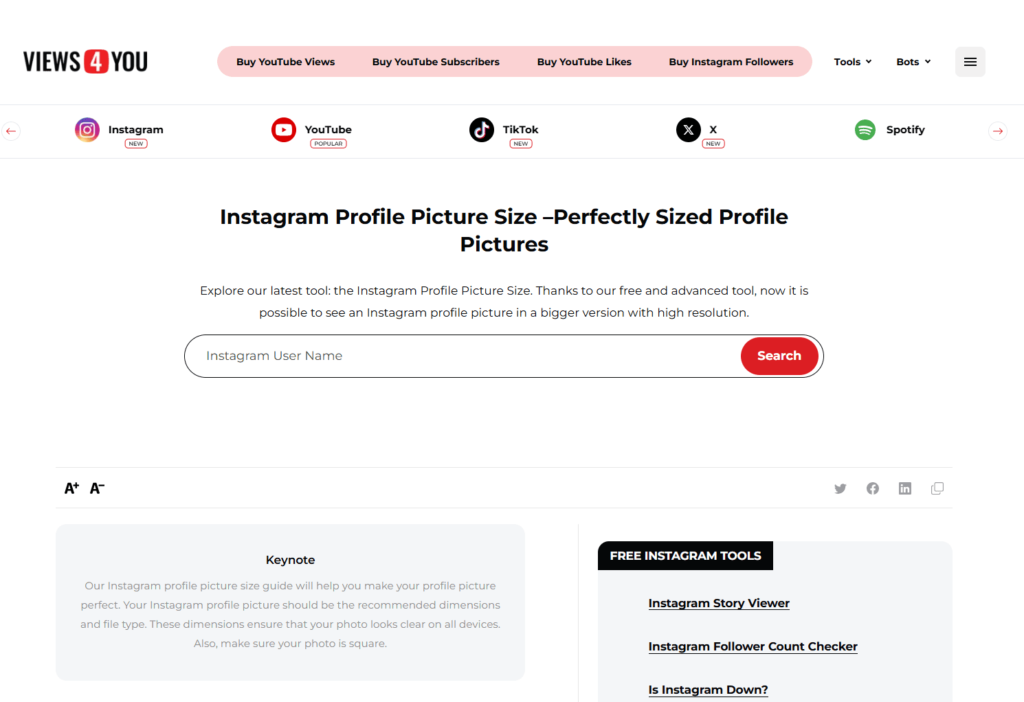 Instagram Profilbild-Vergrößerungstool von Views4You zur Anzeige von Profilbildern in hochauflösender Qualität